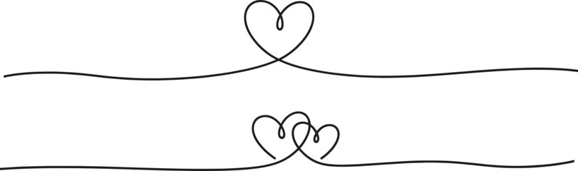 Heart line divider featuring elegant continuous strokes forming romantic looping hearts decorative minimalist love ornament concept of romance affection simplicity