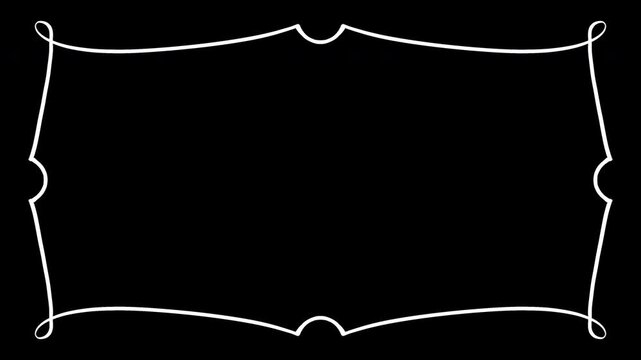 Animation create a simple animated rectangular border outline in white on transparent background.