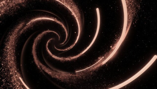 Swirling cosmic dust and light forms a spiral against a black void