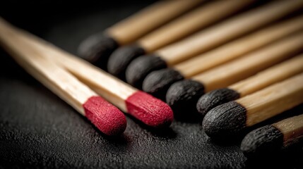 A single red match illuminated among dark matches, representing leadership, courage, and clear focus.
