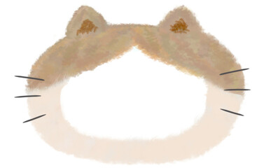 手描きふんわりハチワレ猫イラストフレーム素材