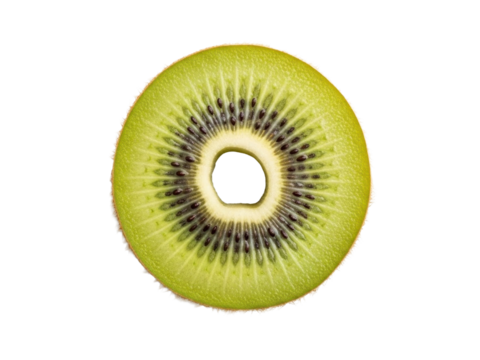 Kiwi peeled ring green uniform circle isolated clean white background