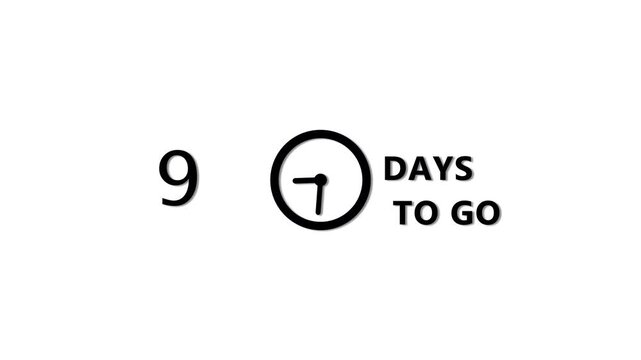 Counting 21 days to go animation.  Count days with clock icon. Countdown days left animation.