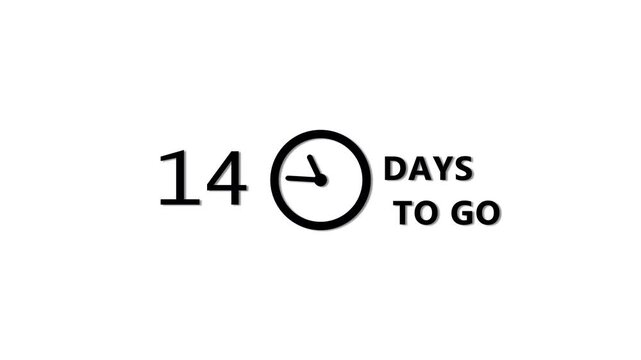 Counting 32 days to go animation.  Count days with clock icon. Countdown days left animation.