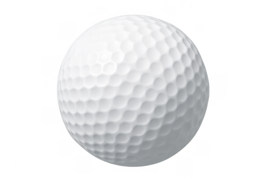 White golf ball with dimpled surface, ready for play. Representing sport, game, and competition for professional and amateur players