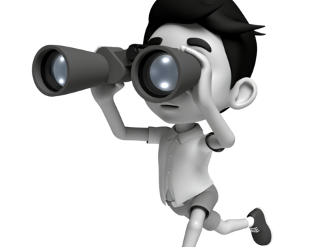 Young Boy Exploring with Binoculars in Action. - Powered by Adobe