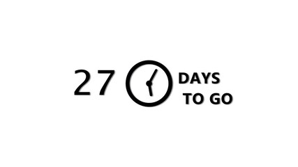 Counting 60 days to go animation.  Count days with clock icon. Countdown days left animation.
