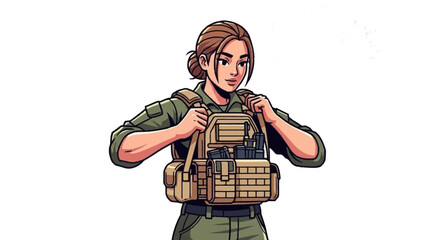 Soldier in tactical gear with serious expression ready for action