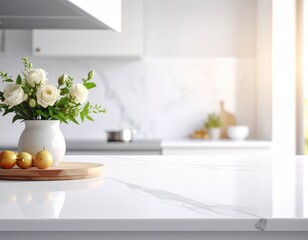 Refined countertop scene with whisper-soft blur white