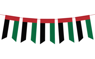 Celebrate UAE National Day with festive patriotic bunting flags creating an exciting holiday atmosphere