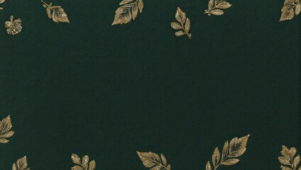Gold leaf accents on textured dark green backdrop, simple yet elegant