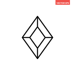 Black single gemstone line icon, simple luxury jewelry geometric flat design vector pictogram, infographic interface elements for app logo web button ui ux isolated on white background