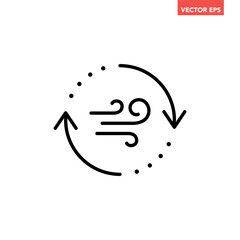 Black single wind circulation balance line icon, recycle reduction emission flat design infographic pictogram vector for app logo ads web button ui ux interface elements isolated on white background
