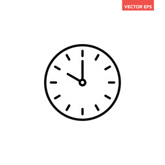Black single round time clock icon, simple 10 am or pm clock flat design vector pictogram, infographic vector for app logo web website button ui ux interface elements isolated on white background