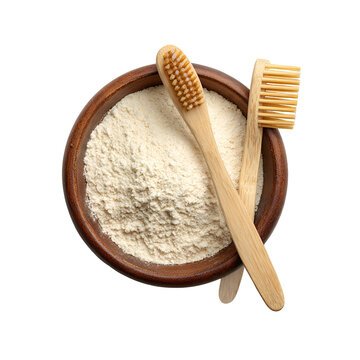 Natural toothpaste powder and bamboo toothbrushes for eco friendly oral hygiene