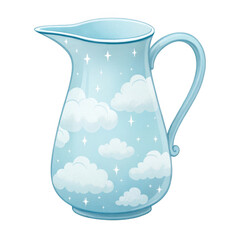 Pitcher filled with clouds and raindrops a whimsical concept illustration