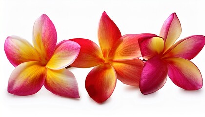 colorful plumeria flowers isolated on white background for tropical floral decor ideas