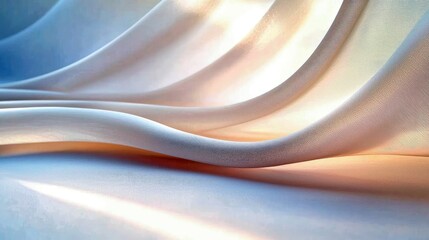 Close-up of flowing fabric with soft curves, lit with subtle lighting, creating a sense of elegance and movement.
