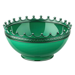 Crown bowl ornate green glass decorative collectible serving dish