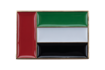 Elegant United Arab Emirates flag lapel pin accessory, a sophisticated symbol of national pride and modern design.