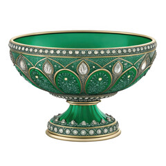 Emerald bowl with ornate metalwork detailed decorative antique pedestal