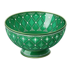 Ceramic bowl with intricate geometric pattern and gold rim