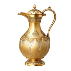 Engraved brass dallah coffee pot with ornate handle