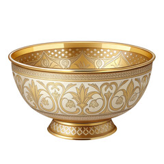 Bowl ornate gold metal detailed floral pattern pedestal