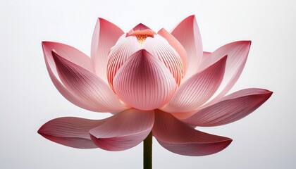 Pink Lotus Flower Blossom on White Background Close Up