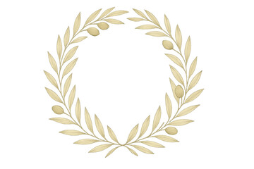 Golden olive branch wreath creating a round frame