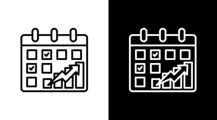 Calendar With Graph With Icon Set Design
