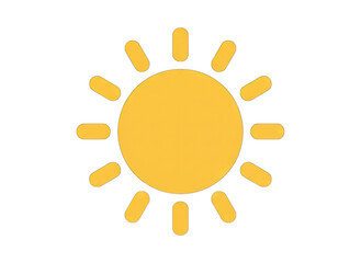 A stylized golden sun with radiating orange rays depicted on a transparent black background representing a bright sunny day a simple graphic icon for weather and energy