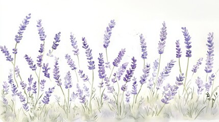 Naklejka premium Artistic rendering of a lavender field through delicate brush strokes.