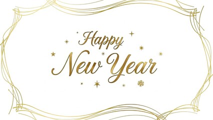 Elegant Happy New Year design with golden frame and script text