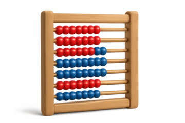 Wooden abacus featuring red and blue counting beads for early childhood math education and learning development