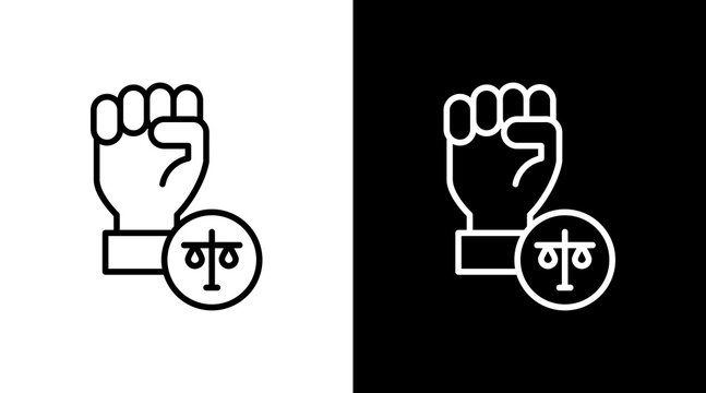 Rights Outline White Icon Set Design