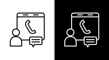 Call Center Outline White Icon Set Design