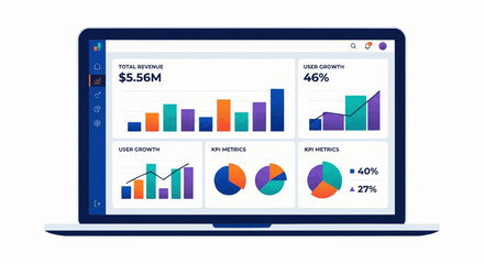 Data Analytics Dashboard for Business Insights &ndash; Flat Vector Illustration
