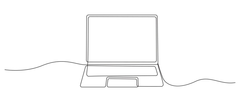 one line art drawing laptop icon vector illustration,1