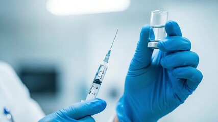 Healthcare professional prepares injection with sterile syringe and vial for precise medical treatment - Powered by Adobe