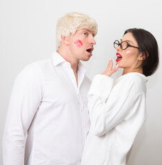 Couple love. Background love couple. Sensual. Emotion woman face. Photo. People. Sensual. Male. Red lips. 
