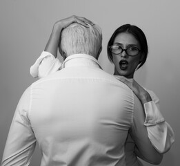 Sensual couple love. Surprised couple family man woman. Man and woman. Romantic. Lovers. People. 