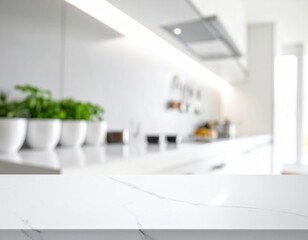 Depth-focused countertop with blurred cooking space white