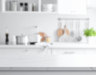 Crisp minimal cooking counter in light blur white