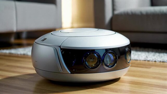 Close-up of smart devices for home Panoramic camera device display