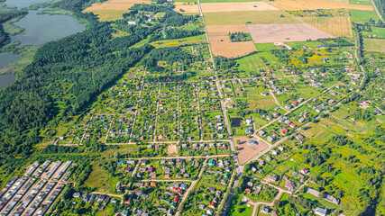 Fototapeta premium Aerial photo from drone to Limbazi town (Limbaži) on a sunny summer day. Limbazi, Latvia (Series)