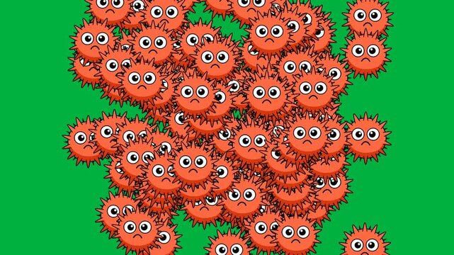 The orange virus animation multiplies rapidly.