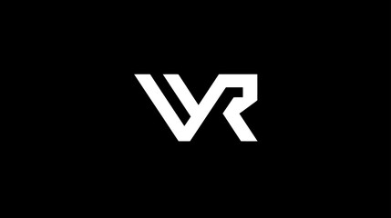 Abstract VR letter logo on black background, modern virtual reality icon, digital technology symbol, minimalist design concept.