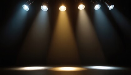 Glowing white spotlights set. 3