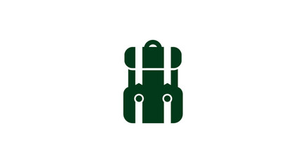 Stylized Green Backpack Icon Vector. Rucksack Symbol for Travel, Education, Outdoor Adventure, Hiking, Camping, and School.